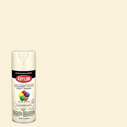 12 oz Krylon K05516007 Dover White COLORmaxx Paint & Primer Spray Paint, Gloss