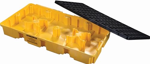 Eagle 2 Drum Spill Platform with Forklift Pockets, 26.25"x51"x6.5", 30 Gallon Sump, 5,000 lbs. Load Capacity Containment Tray, Made in USA, Yellow, 1632