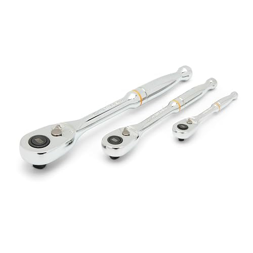 GEARWRENCH 3 Piece 1/4", 3/8� and 1/2" Drive 90-Tooth Quick Release Teardrop Ratchet Set | 81310T