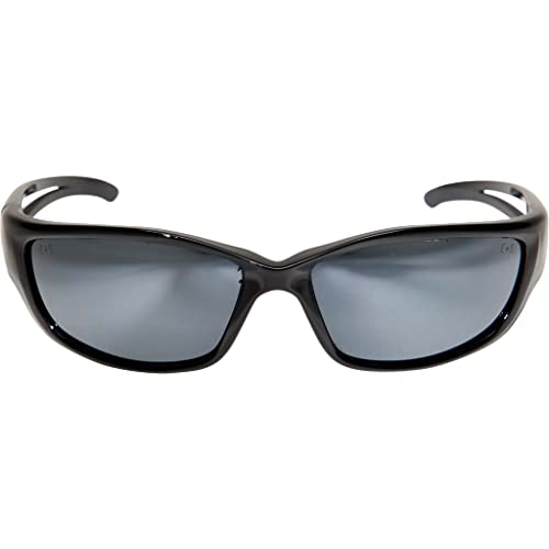 Edge SK-XL117 Kazbek XL Wrap-Around Safety Glasses, Anti-Scratch, Non-Slip, UV 400, Military Grade, ANSI/ISEA & MCEPS Compliant, XL Wide Fit, Black Frame/Silver Mirror Lens