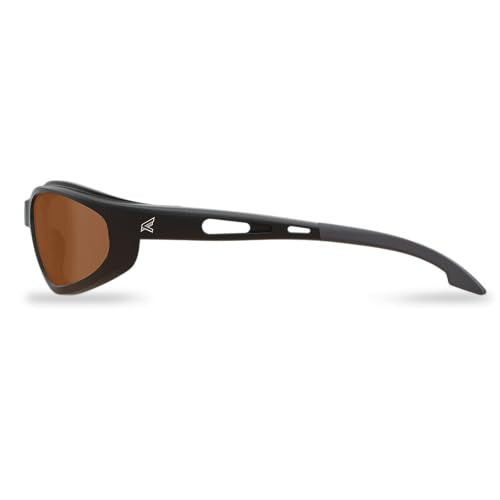 EDGE Dakura | Polarized Safety Glasses | ANSI Rated | Anti-Slip | 99.9% UV Protection | 3X Dipper Anti-Scratch (Black, Polarized Copper Driving)