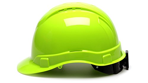 Pyramex Ridgeline Cap Style Hard Hat with 4-Point Vented Ratchet, Hi-Vis Green by Pyramex Safety