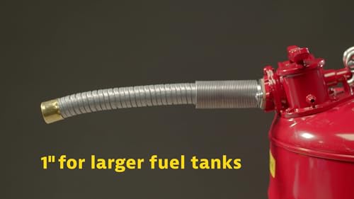 Justrite 2.5 Gallon Type II Green Safety Can for Oil with Flame Arrester, Self-Closing Lid, and 1" Flexible Metal Spout, Made in the USA, Galvanized Steel Flammable Storage Can, 7225430