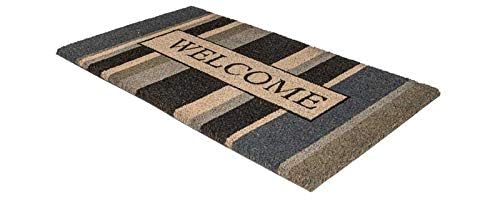NoTrax, Welcome Gray, Vinyl-Backed Natural Coir Doormat, Entry Mat for Indoor or Outdoor Use, 18"x30", C12 (C12S1830WG)