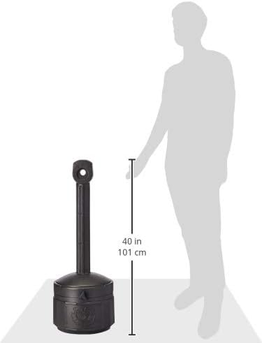 Justrite (26806D) Personal Smoker’s Cease-Fire Outdoor Ashtray, Polyethylene Standing Ashtray with Steel Bucket, 1 Gallon, Black