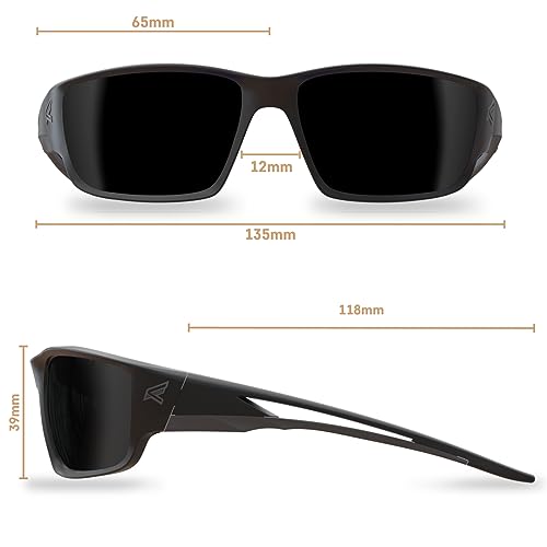 EDGE Kazbek Wrap-Around Anti-Fog/Vapor Shield Safety Glasses, Anti-Scratch, Non-Slip, UV 400, Military Grade, ANSI/ISEA & MCEPS Compliant, 5.04" Wide, Black Frame/Smoke Lens