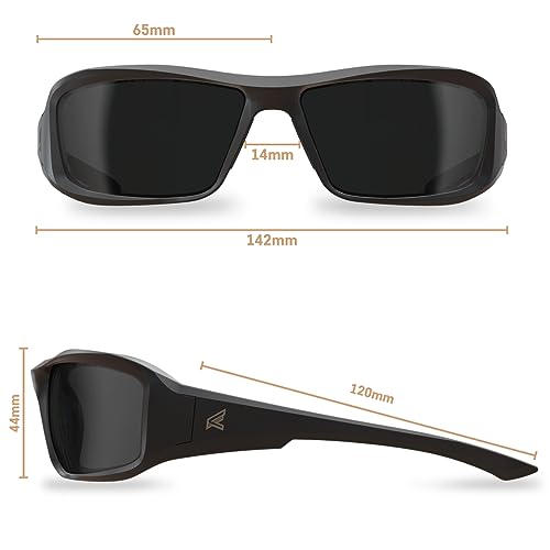 EDGE Brazeau Safety Glasses, Polarized Lenses, Non-Slip, Impact/Scratch Resistant, 99.9% UV Protect, ANSI Z87 Rated (Black Frame, Smoke Vapor Shield)