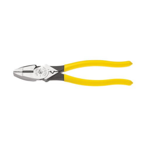 Klein Tools D213-9NE-CR Lineman's Crimping Pliers, Made in USA, Streamlined High-Leverage Design Made of Induction Hardened Steel, 9-Inch