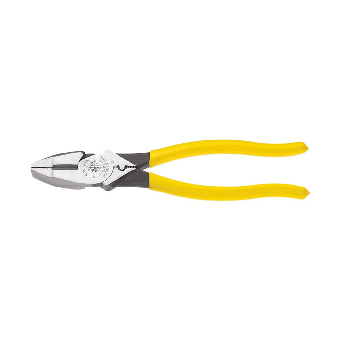 Klein Tools D213-9NE-CR Lineman's Crimping Pliers, Made in USA, Streamlined High-Leverage Design Made of Induction Hardened Steel, 9-Inch