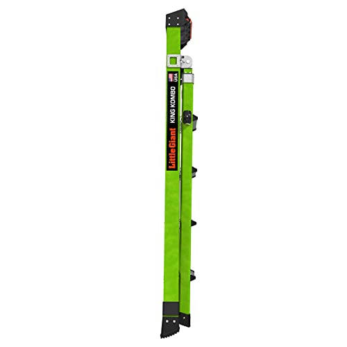 Little Giant Ladders, King Kombo 2.0 XT, Industrial, M6, 6 Ft. A Frame, 10 Ft. Extension, Fiberglass, Type 1AA, 375 lbs Weight Rating, (13936-071), Hi-viz Green