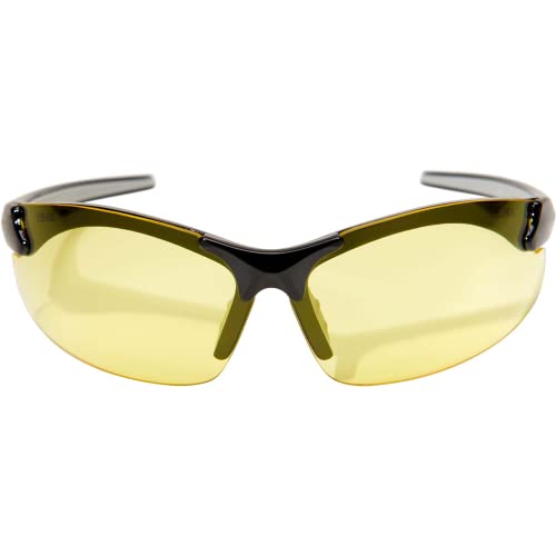 Edge DZ112-G2 Zorge G2 Wrap-Around Safety Glasses, Anti-Scratch, Non-Slip, UV 400, Military Grade, ANSI/ISEA & MCEPS Compliant, 5.04" Wide, Black Frame / Yellow Lens