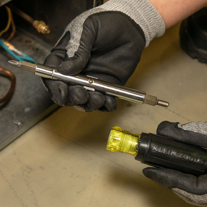 Klein Tools 32527 Multi-Bit Screwdriver / Nut Driver, 11-in-1, Ph, Sl, Sq, Schrader Bits