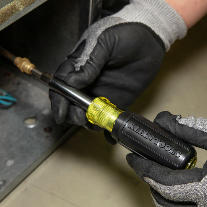 Klein Tools 32527 Multi-Bit Screwdriver / Nut Driver, 11-in-1, Ph, Sl, Sq, Schrader Bits