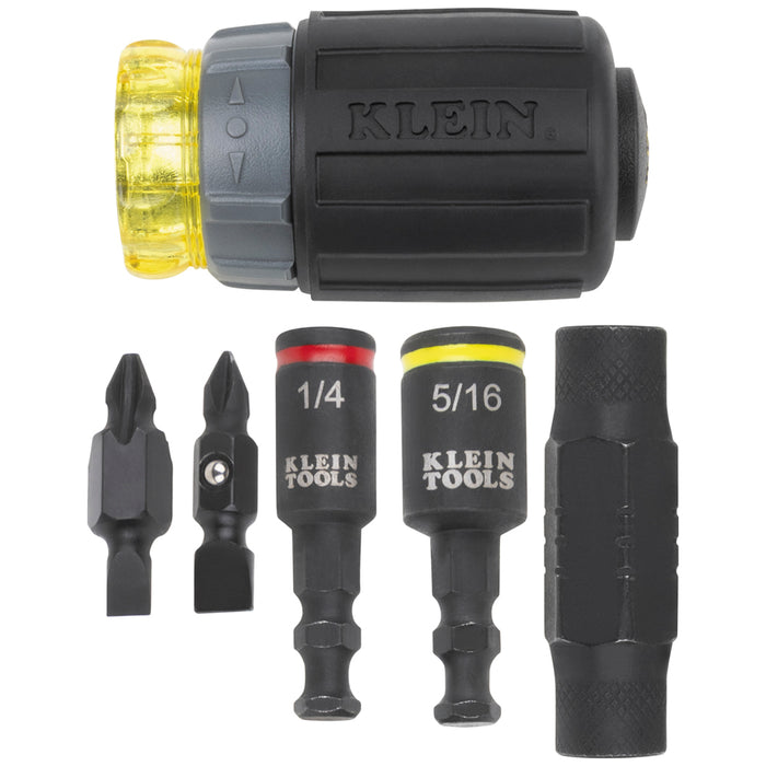 Klein Tools 32561HDRT KNECT 7-in-1 Ratcheting Impact-Rated Stubby Screwdriver/Nut Driver