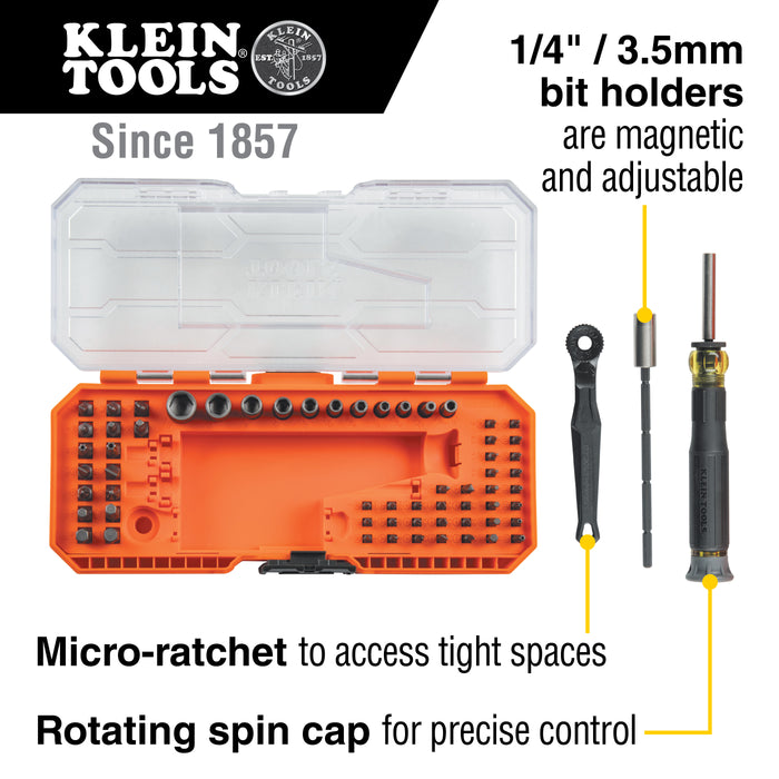 Klein Tools 32787 Precision Ratchet & Driver System 64-Piece