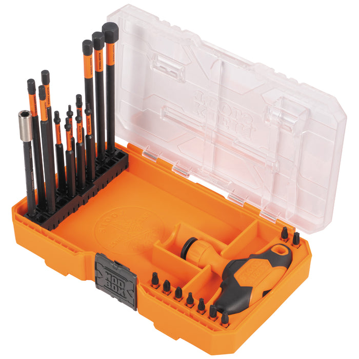 Klein Tools 33804 ProFlex Impact-Rated Interchangeable Ratcheting T-Handle Set, 23-Piece