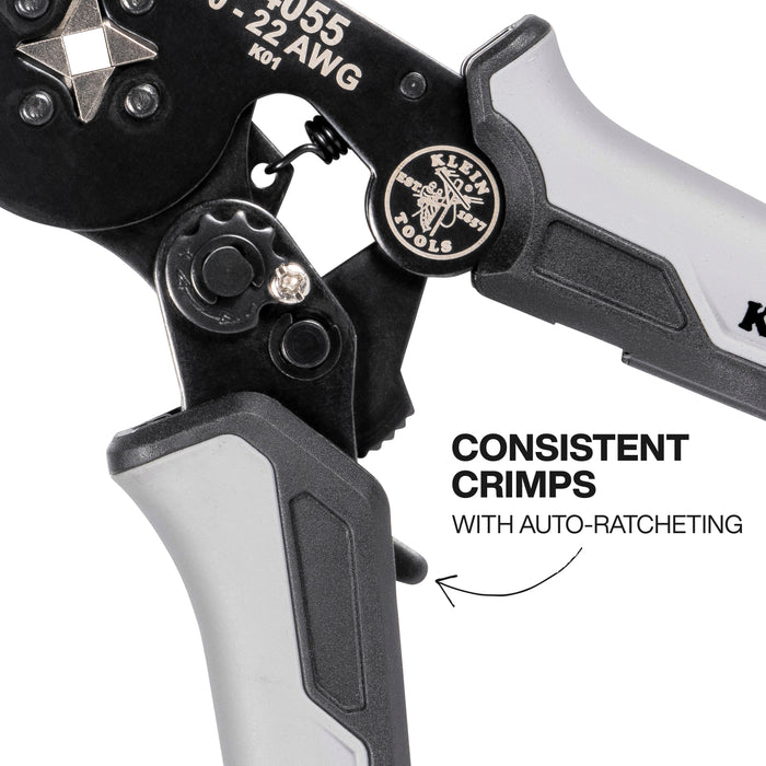 Klein Tools 34055 Ratcheting Ferrule Square Crimper, 10 to 22 AWG Wire