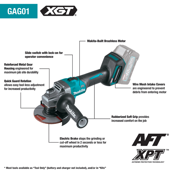 Makita 40V Max XGT Angle Grinder 4 1/2 / 5in (Bare Tool)