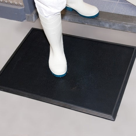 Notrax 346 Sani-Trax Disinfectant Mat, Shoe Sanitizing Mat for Entryways, 18" x 24" Black