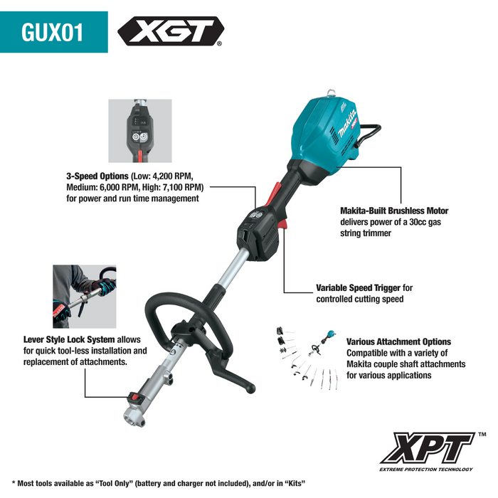 Makita GUX01Z 40V max XGT Brushless Cordless Couple Shaft Power Head, Tool Only