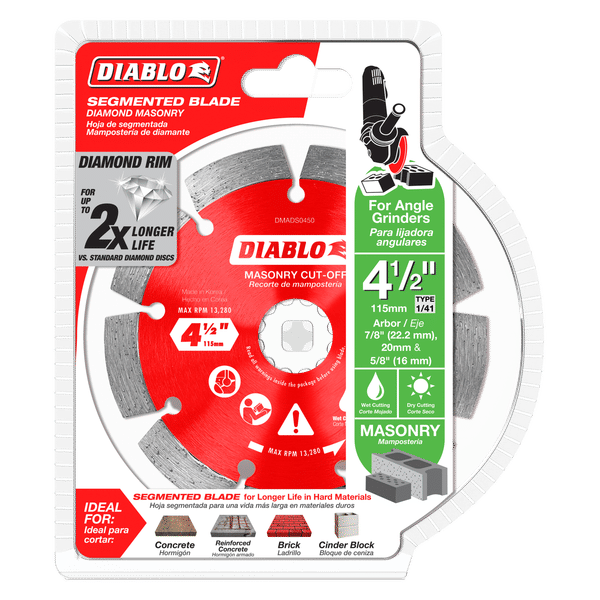 Diablo DMADS0450 4-1/2" Segmented Rim Diamond Cut-Off Blade for Masonry