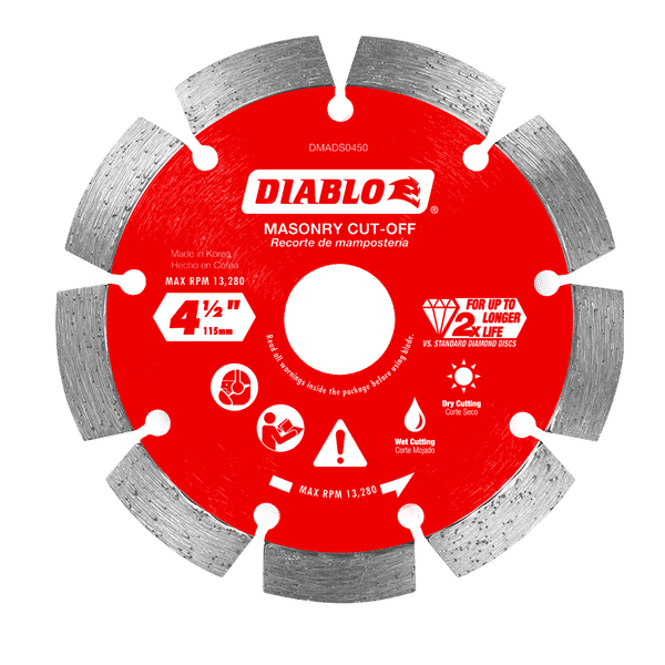 Diablo DMADS0450 4-1/2" Segmented Rim Diamond Cut-Off Blade for Masonry