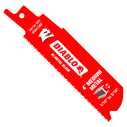 Diablo DS0414BF5 4" Bi-Metal Recip Blade for Medium Metal Cutting, 14/18 TPI (Pack of 5)