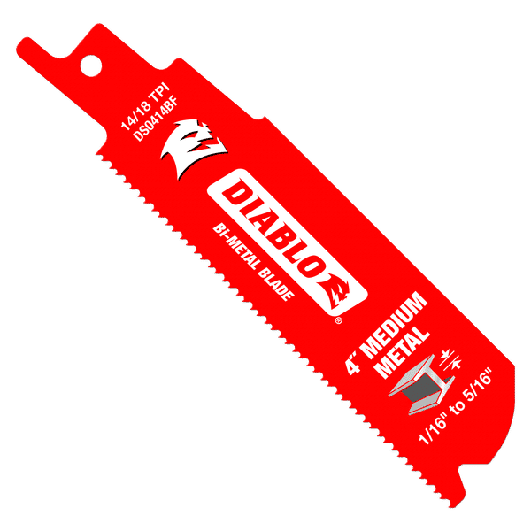 Diablo DS0414BF5 4" Bi-Metal Recip Blade for Medium Metal Cutting, 14/18 TPI (Pack of 5)