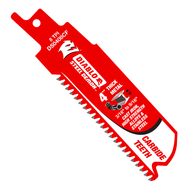 Diablo DS0408CF Steel Demon Carbide-Tipped Reciprocating Blades, 8 TPI, 4"