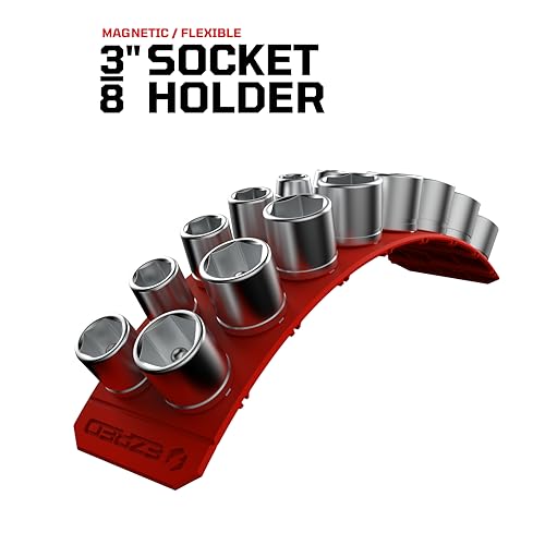 EZRED 3/8" Magnetic Flexible Socket Holder Holds 18 Sockets Ultra-Flexible Non-Marring Low Profile Design