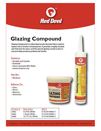 Red Devil 0662 Glazing Compound, 1/2 Pint, White