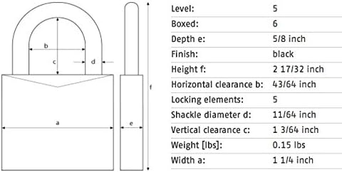 ABUS 72/30 KD Aluminum Safety Padlock Keyed Different with 1" Shackle, Black
