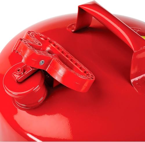 Eagle 5 Gallon Type I Red Safety Gas Can for Gasoline with Flame Arrester and Self-Closing Lid, Made in the USA, Galvanized Steel Flammable Storage Can, UI50S