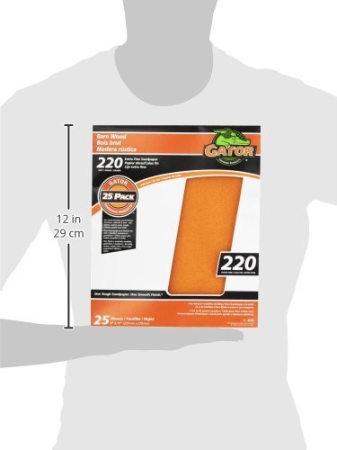 Gator 9" x 11" Bare Wood Sanding Sheets, 220 Grit, 25 Pack