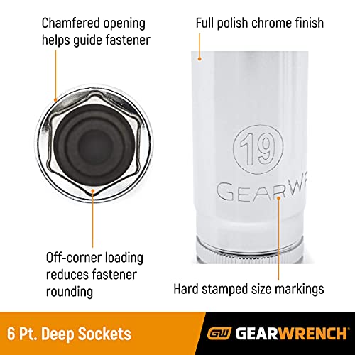 GEARWRENCH 3/8" Drive 6 Pt. Deep Socket, 15/16" - 80592