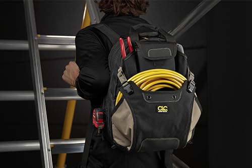 CLC Work Gear 1134 Carpenter's Tool Backpack, 44 Pockets, Padded Back Support, Black