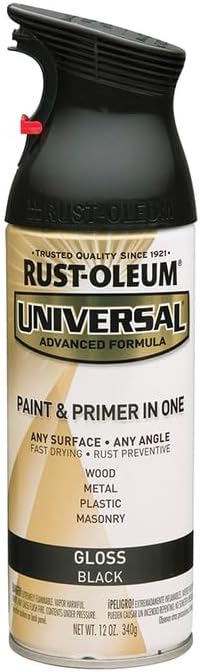 Rust-Oleum 245196 Universal All Surface Spray Paint, 12 oz, Gloss Black (Pack of 6)