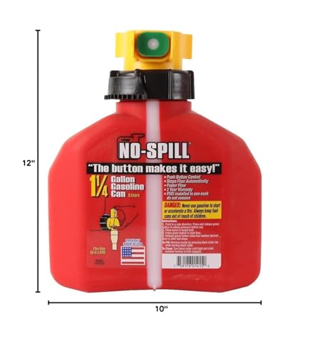 No-Spill 1415 1-1/4-Gallon Poly Gas Can (CARB Compliant), Red