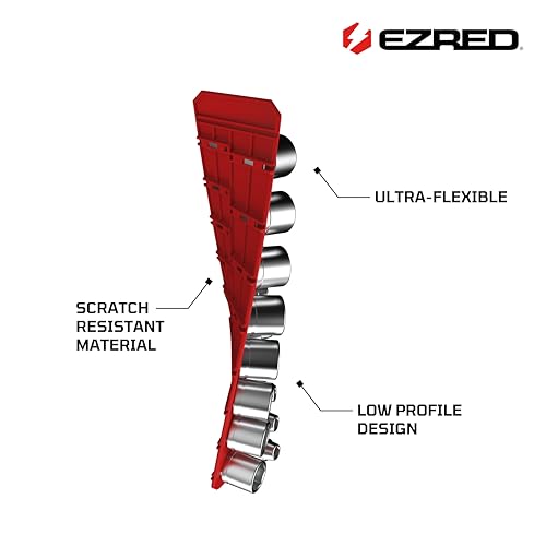 EZRED 3/8" Magnetic Flexible Socket Holder Holds 18 Sockets Ultra-Flexible Non-Marring Low Profile Design