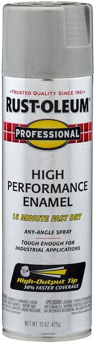 Rust-Oleum 7581838 Professional High Performance Enamel Spray Paint, 15 oz, Gloss Light Machine Gray (Pack of 6)