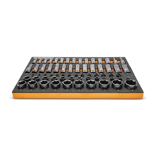 GEARWRENCH 66 Piece 1/4", 3/8", 1/2" Drive 6 Point Metric Impact Socket Set in Foam Storage Tray - GWMSISKMM