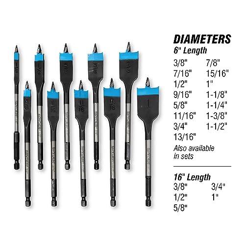 Stinger 10pc Assorted Woodboring Spade Bit Set