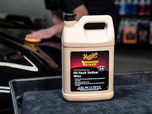 Meguiar’s Professional Hi-Tech Yellow Wax M2601 - Pro Yellow Carnauba Wax with a Deep Gloss & Shine and a Long-Lasting Protection, Easy to Use Liquid Wax with Professional Results, 1 Gal, 128 Oz