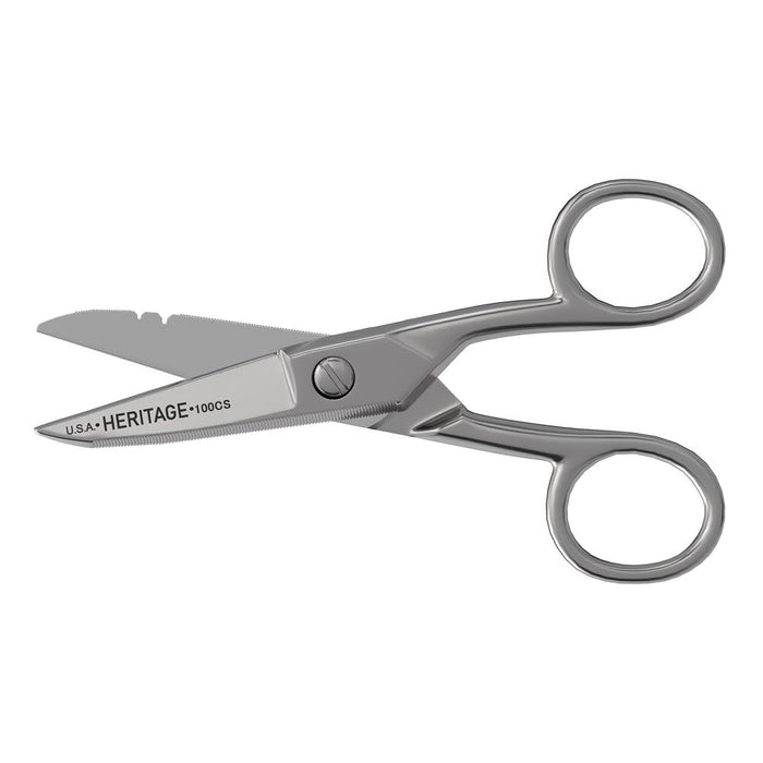 Klein Tools 100CS Serrated Electrician Scissors with Stripping