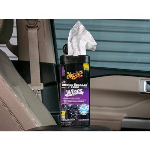 Meguiar's Quik Interior Detailer Wipes - This Non-Greasy Formula Cleans and Protects All Interior Surfaces - Easy Cleaning and Detailer, All Surface Car Wipe with UV Protection, 25 Wipes