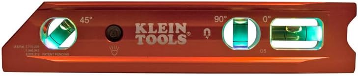 Klein Tools 935RBLT Lighted Torpedo Billet Level, Rare-Earth Magnet