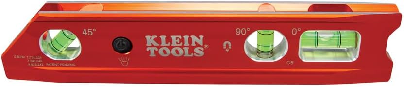 Klein Tools 935RBLT Lighted Torpedo Billet Level, Rare-Earth Magnet