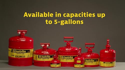 Justrite 2.5 Gallon Type I Green Safety Can for Oil with Flame Arrester, Self-Closing Lid, and Funnel, Made in The USA, Galvanized Steel Flammable Storage Can, 7125410