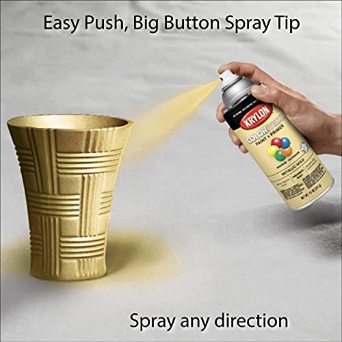 12 oz Krylon K05588007 COLORmaxx Gold Paint & Primer Spray Paint, Metallic