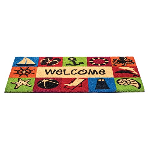 NoTrax, Welcome Beach, Vinyl-Backed Natural Coir Doormat, Entry Mat for Indoor or Outdoor Use, 18"x30", C12 (C12S1830WB)